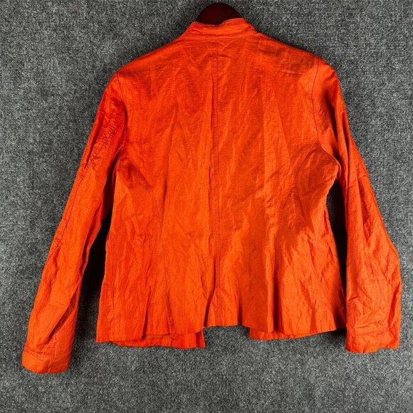 Chicos Shacket Womens Medium Orange Cotton Nylon Stretch Shirt Jacket Pockets - Picture 6 of 6